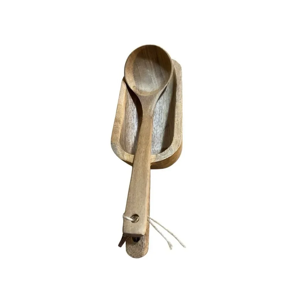 Rustic Wooden Spoon and Scoop Set